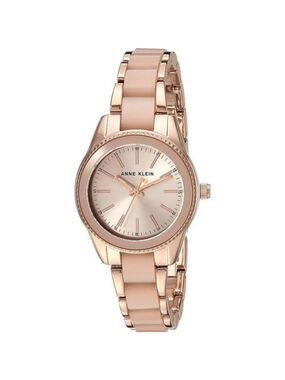 Anne Klein Pink Resin Bracelet Watch Rose Gold Quartz Water Resistant 30mm